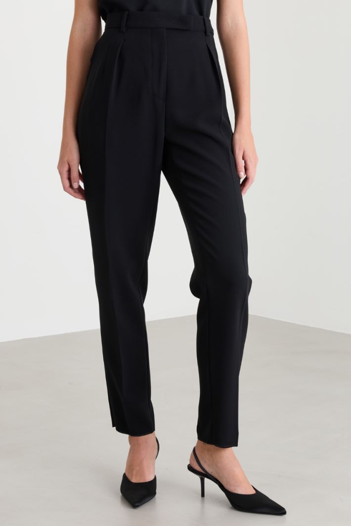 Pleated cady trousers - BLACK - Intrend - 2
