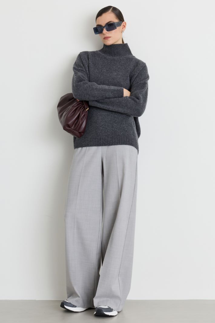 Wide-leg grisaille trousers - GREY - Intrend