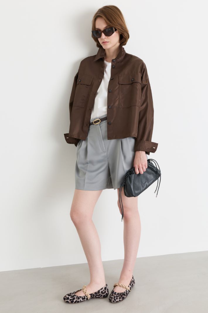 Matte satin shorts - GREY - Intrend