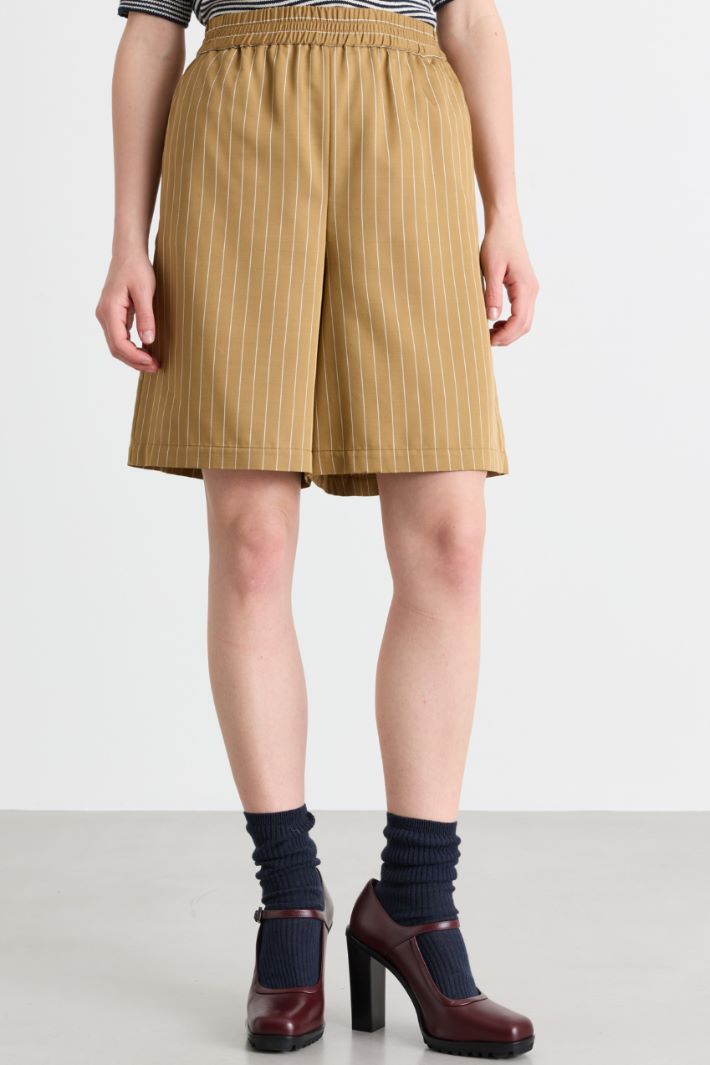 Short à rayures tennis en twill fluide - CHAMEAU - Intrend - 2