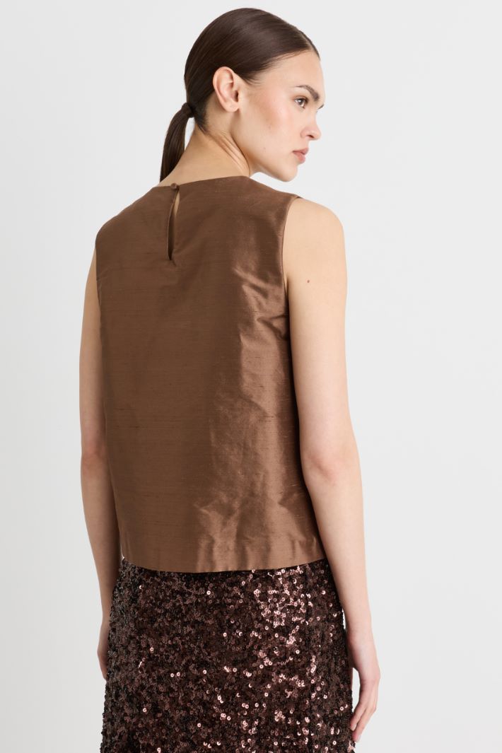 Top boxy in shantung - MARRONE - Intrend - 4