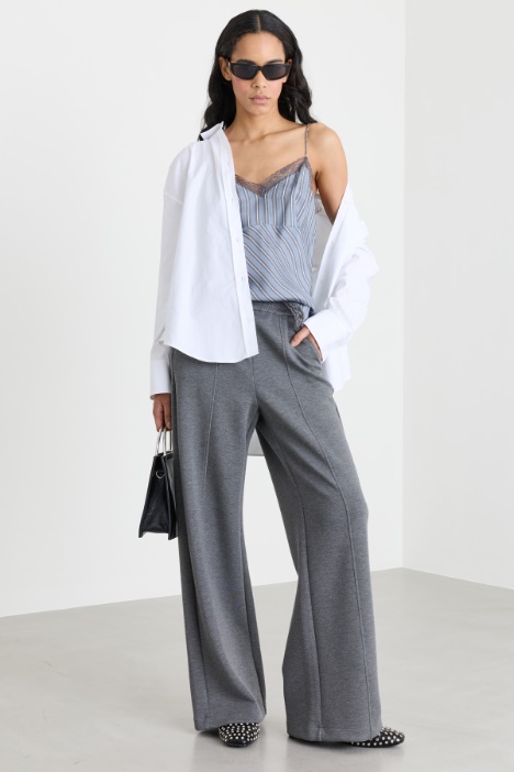 Top in twill con dettagli in pizzo - Intrend