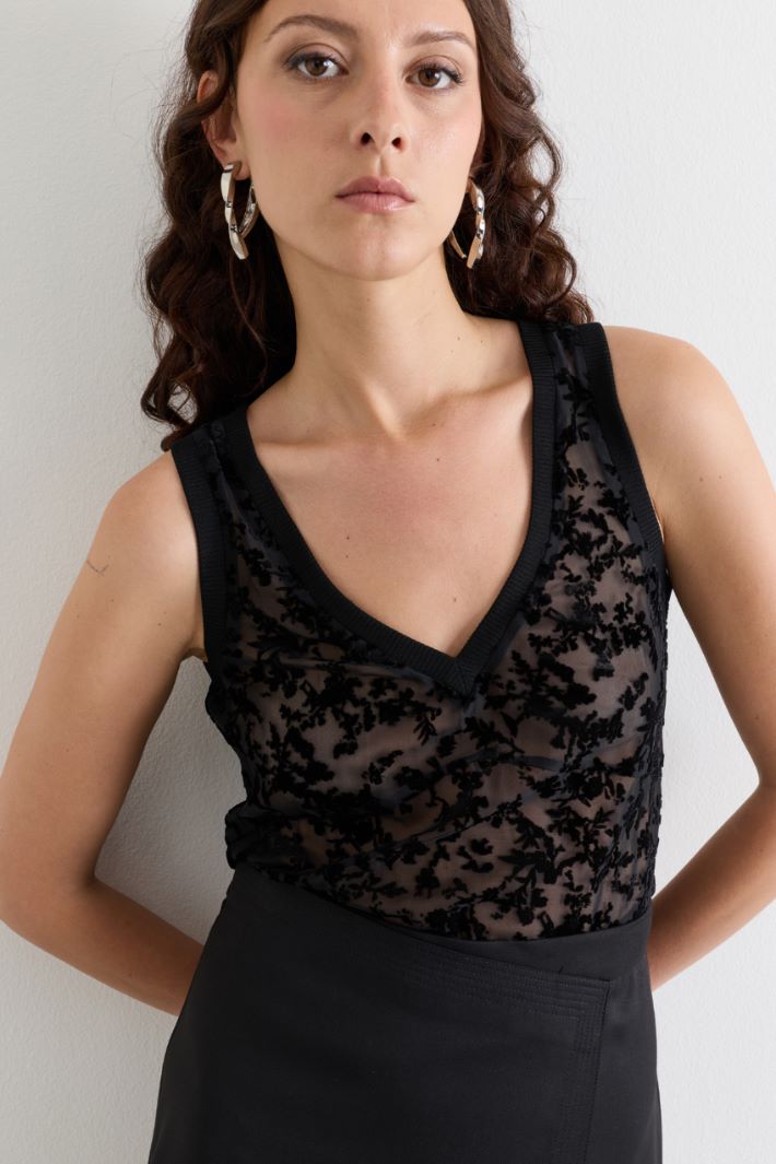 Top in velluto dévoré - NERO - Intrend - 3