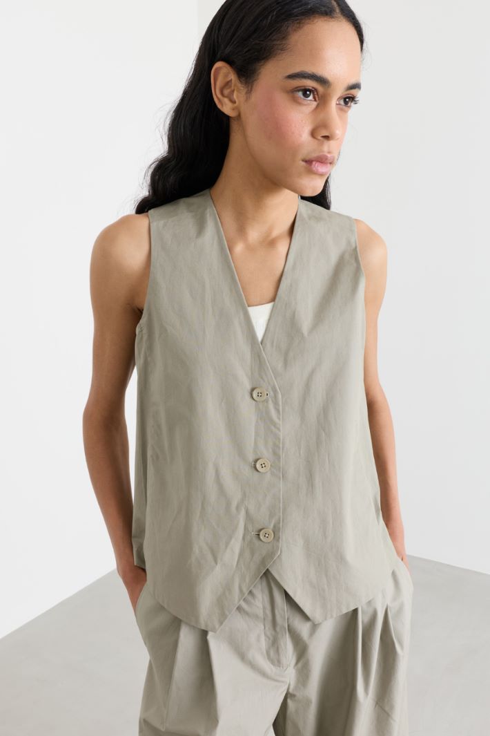 Top gilet in popeline - VERDE - Intrend - 3