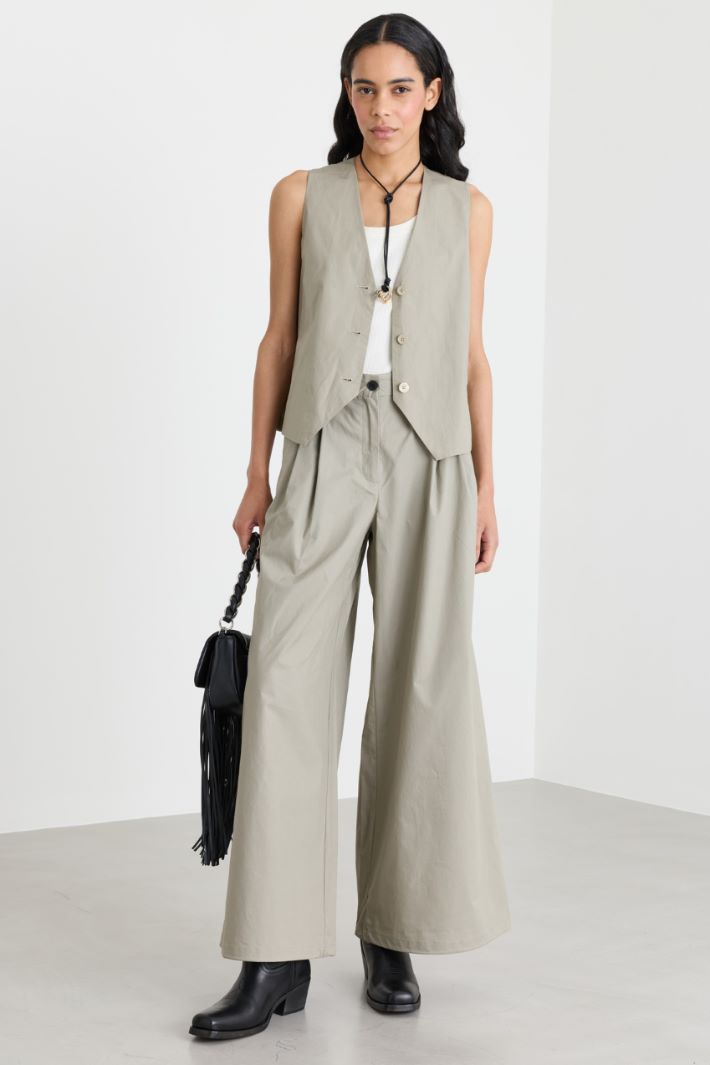 Top gilet in popeline - VERDE - Intrend