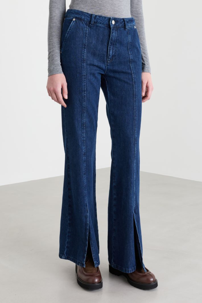 Jean flare à petites fentes - BLEU - Intrend - 2