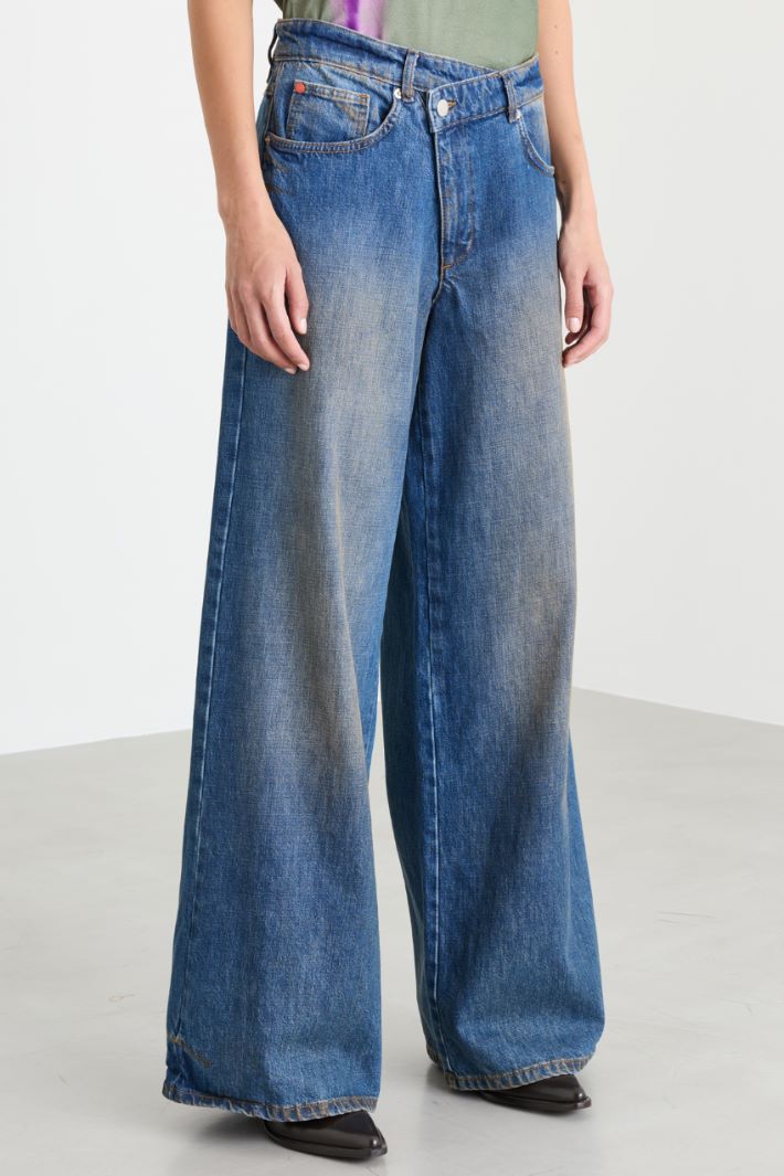 Jean baggy à fermeture asymétrique - BLEU - Intrend - 2