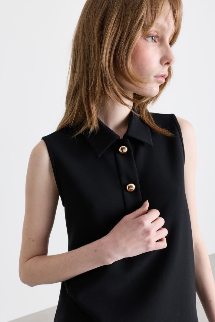 Blusa a polo in cady - NERO - Intrend - 3