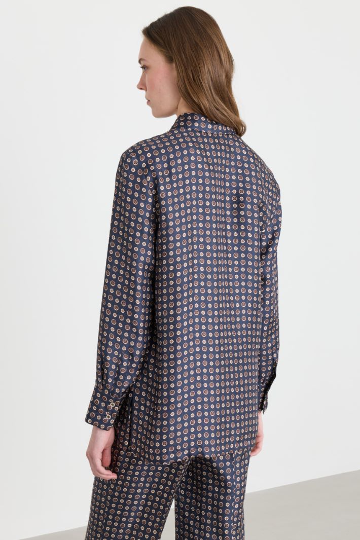 Blusa in twill stampato - BLU - Intrend - 4