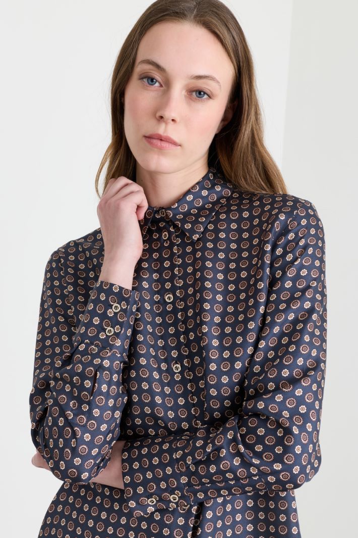 Blusa in twill stampato - BLU - Intrend - 3