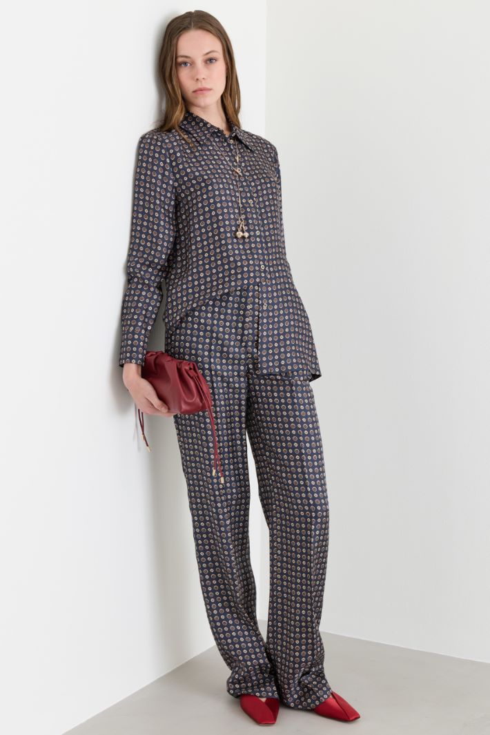 Blusa in twill stampato - BLU - Intrend
