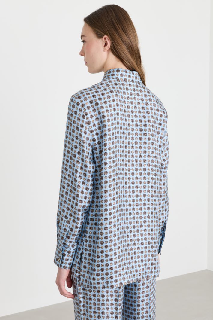 Blusa in twill stampato - AZZURRO - Intrend - 4
