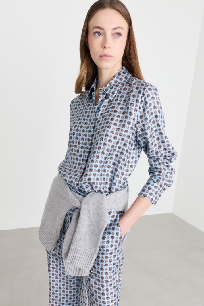 Blusa in twill stampato - AZZURRO - Intrend - 2