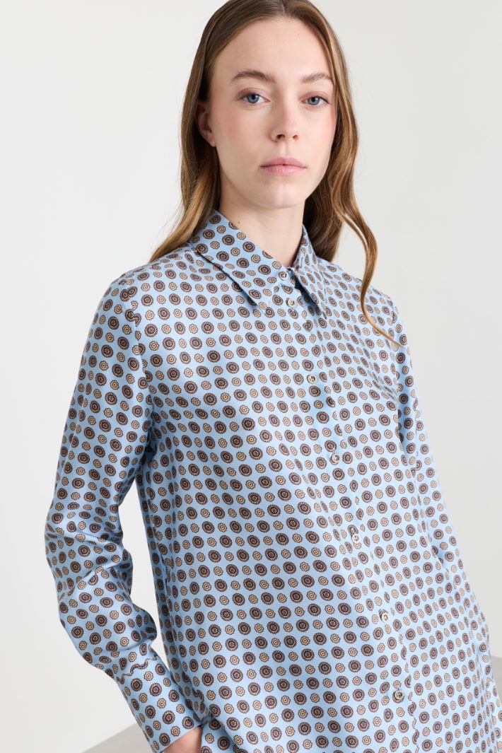 Blusa in twill stampato - AZZURRO - Intrend - 3