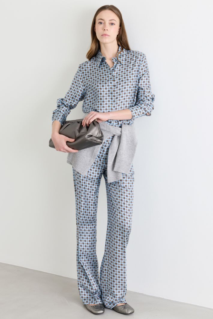 Blusa in twill stampato - AZZURRO - Intrend
