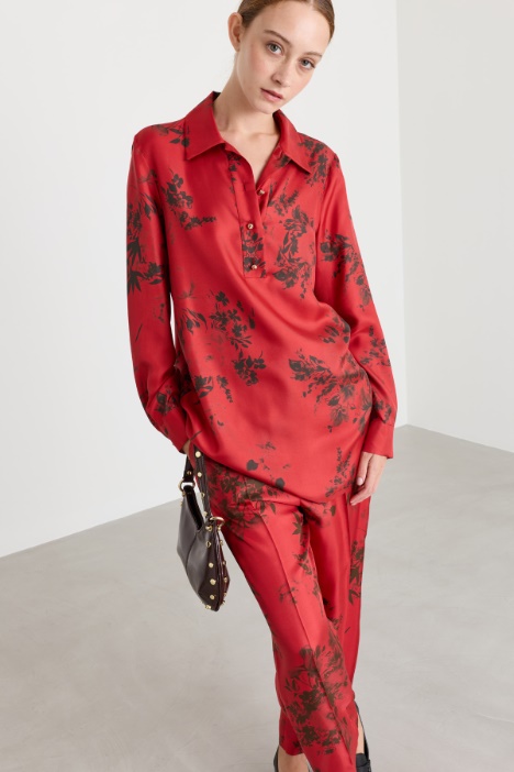 Printed silk twill blouse - Intrend
