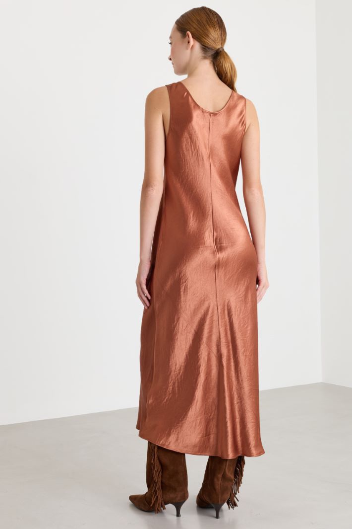 Lustrous Satin Dress - RED - Intrend - 4