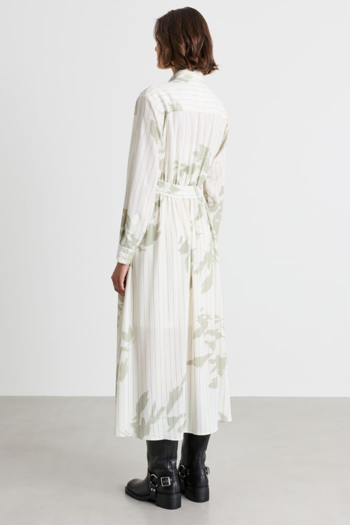 Robe chemise en crêpe de Chine - BLANC VERT - Intrend - 4