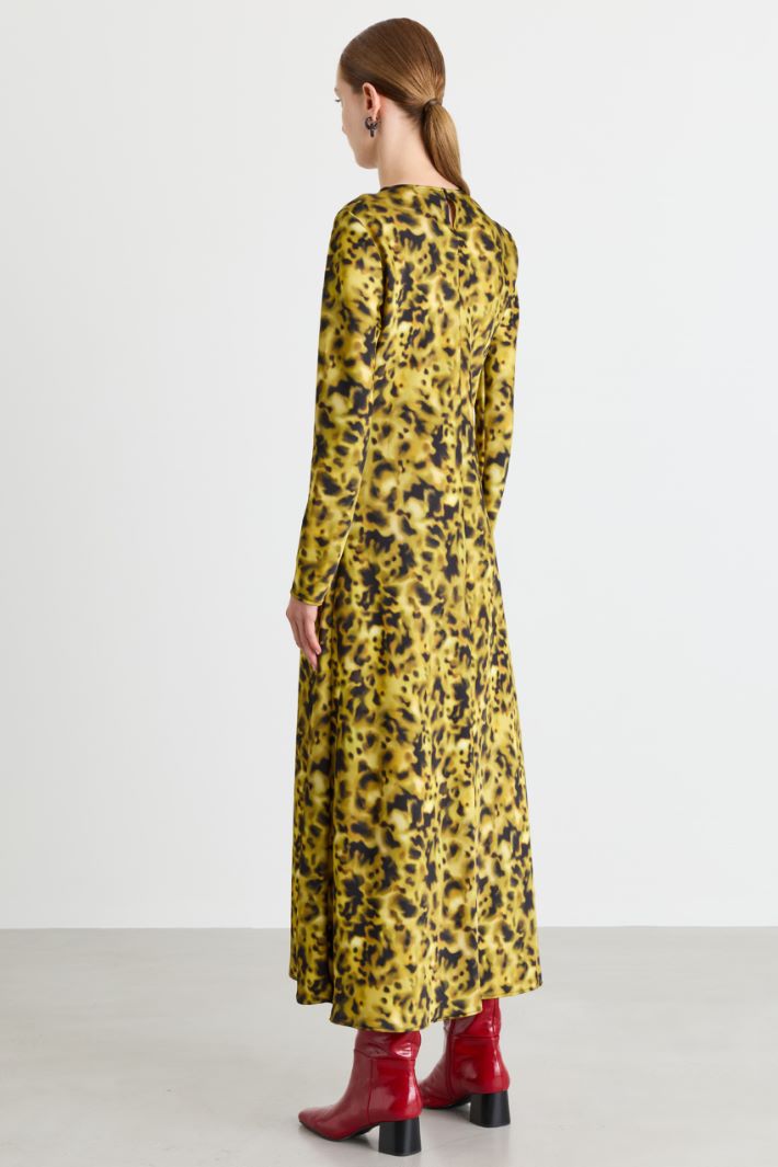 Animal-print satin dress - YELLOW - Intrend - 4