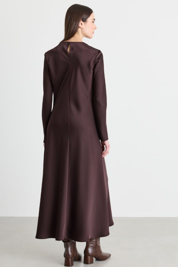 Animal-print satin dress - BROWN - Intrend - 4
