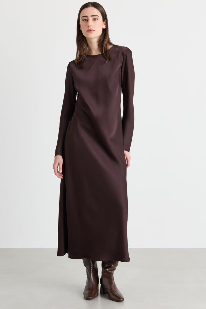 Animal-print satin dress - BROWN - Intrend - 2