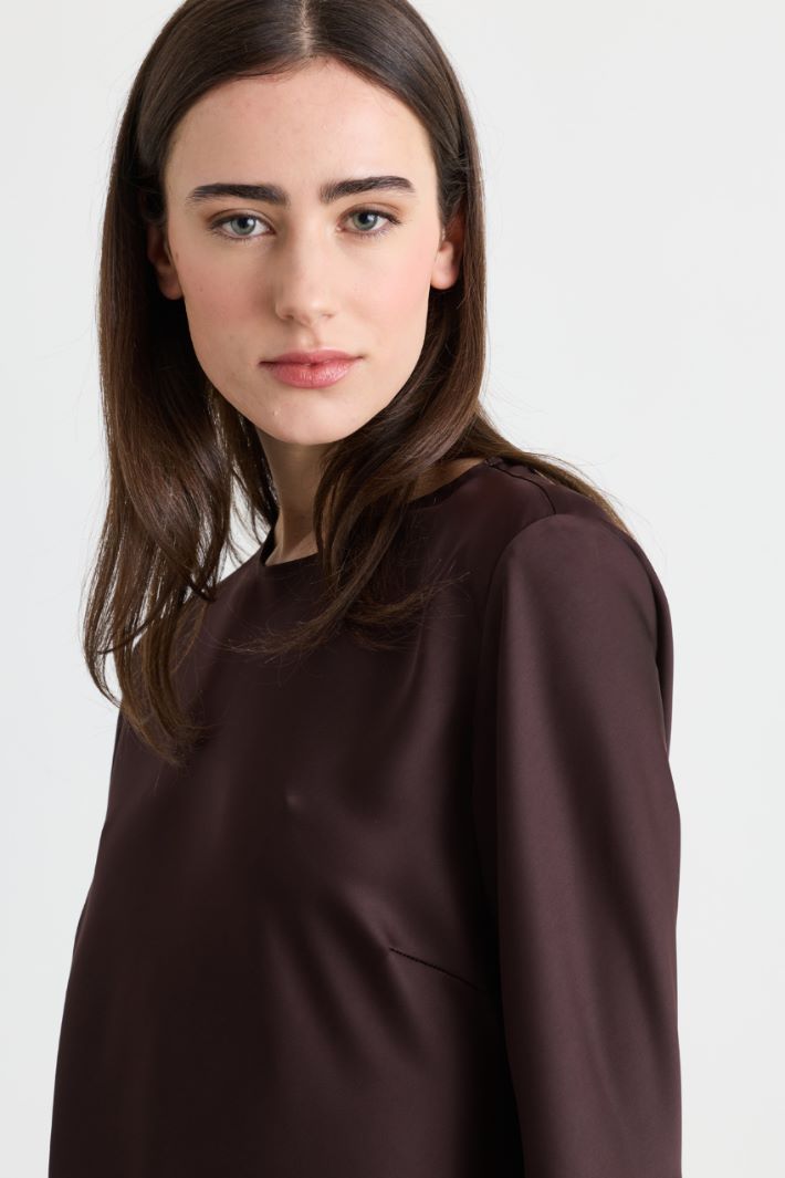 Animal-print satin dress - BROWN - Intrend - 3