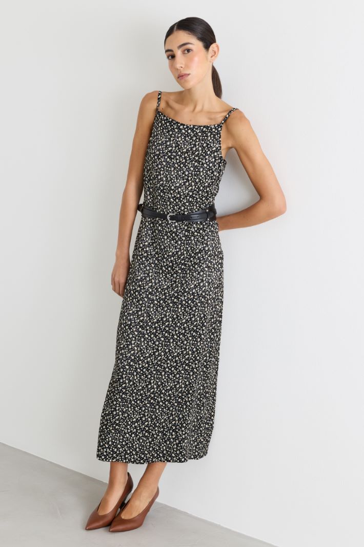 Micro-floral slip dress - BLACK - Intrend - 2