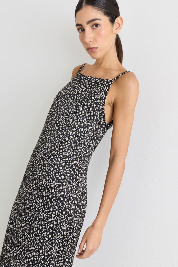 Micro-floral slip dress - BLACK - Intrend - 3