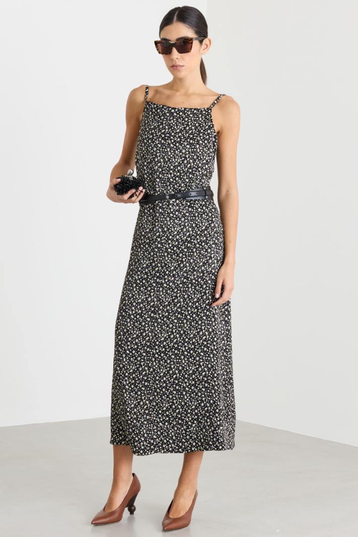 Micro-floral slip dress - BLACK - Intrend