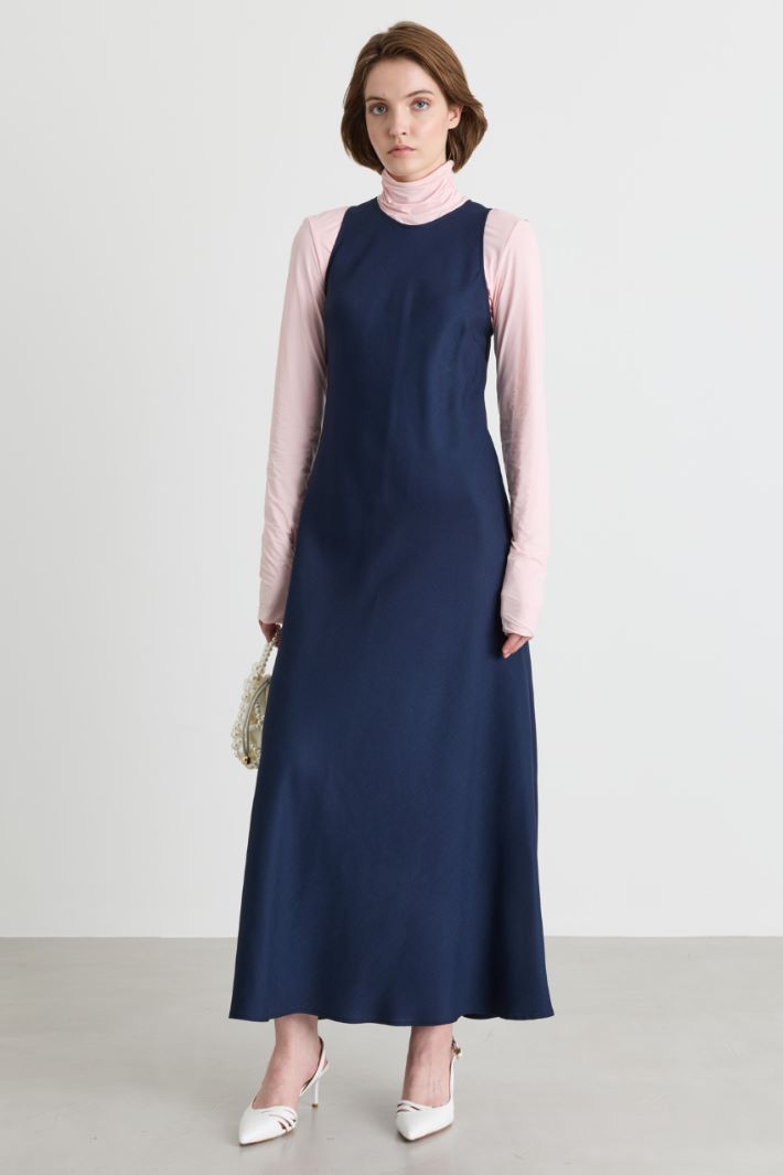 Slub twill dress - BLUE - Intrend