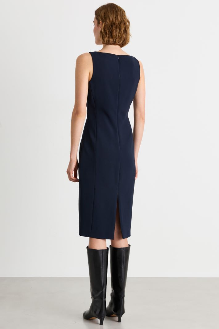 Abito longuette in cady con fiocco couture - BLU - Intrend - 4