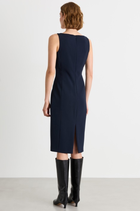 Abito longuette in cady con fiocco couture