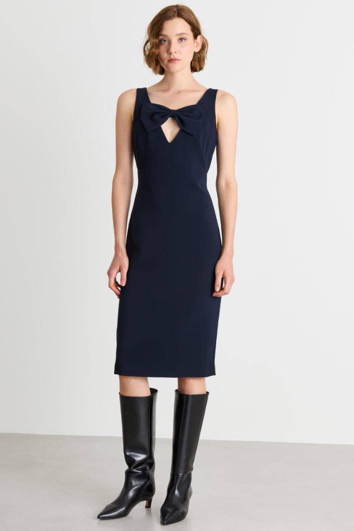 Abito longuette in cady con fiocco couture - BLU - Intrend - 2