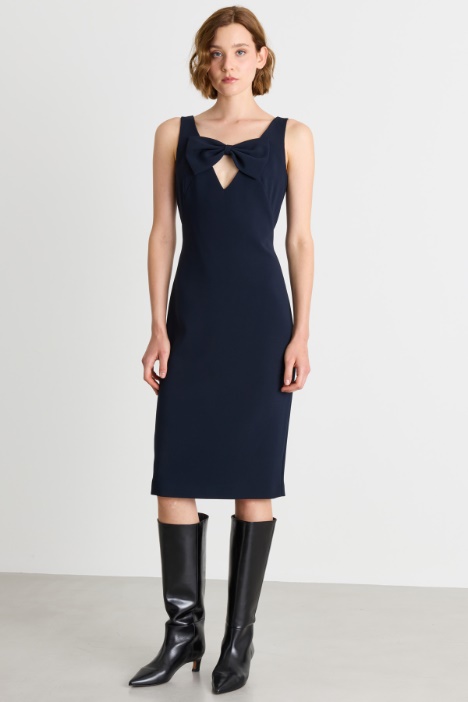 Abito longuette in cady con fiocco couture