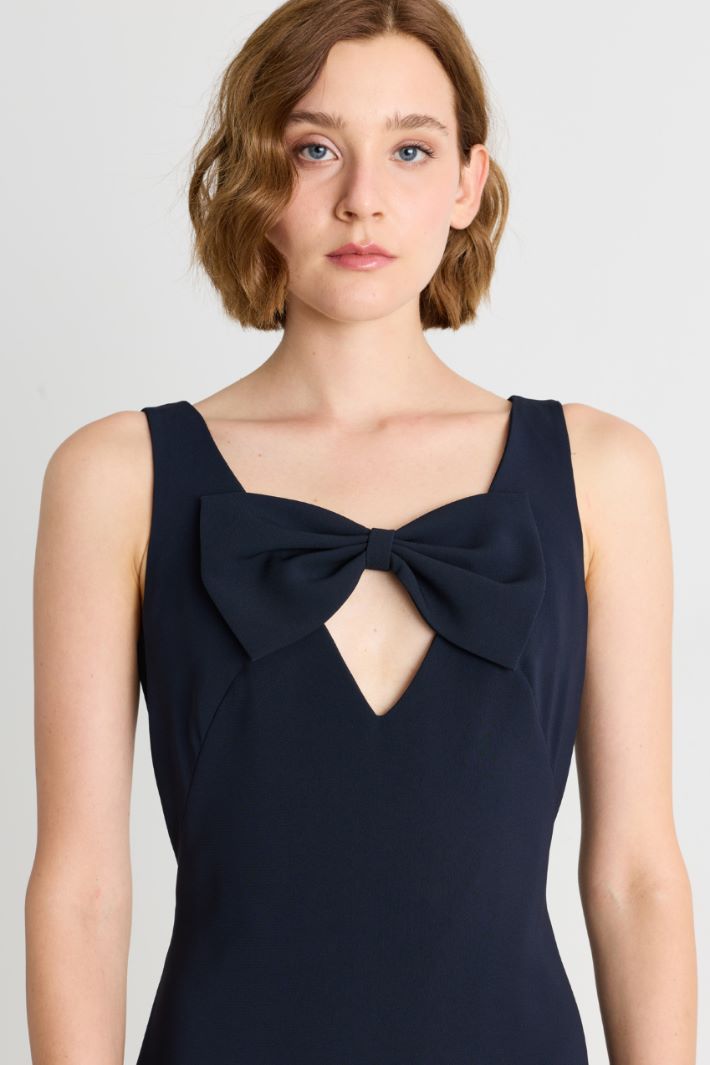 Abito longuette in cady con fiocco couture - BLU - Intrend - 3