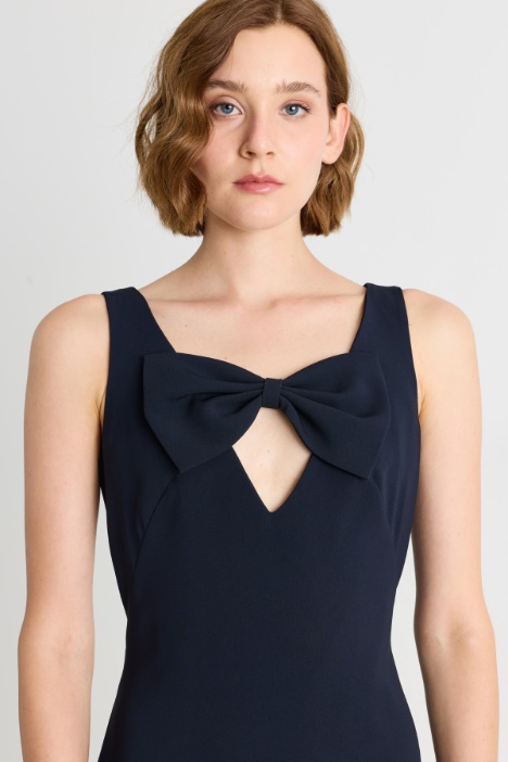 Abito longuette in cady con fiocco couture