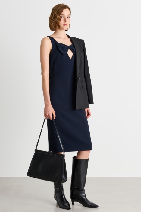 Abito longuette in cady con fiocco couture - Intrend