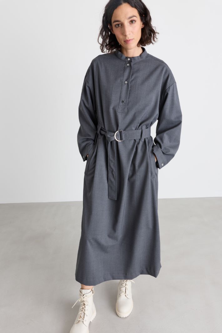Balloon-sleeve shirt dress - GREY - Intrend - 2