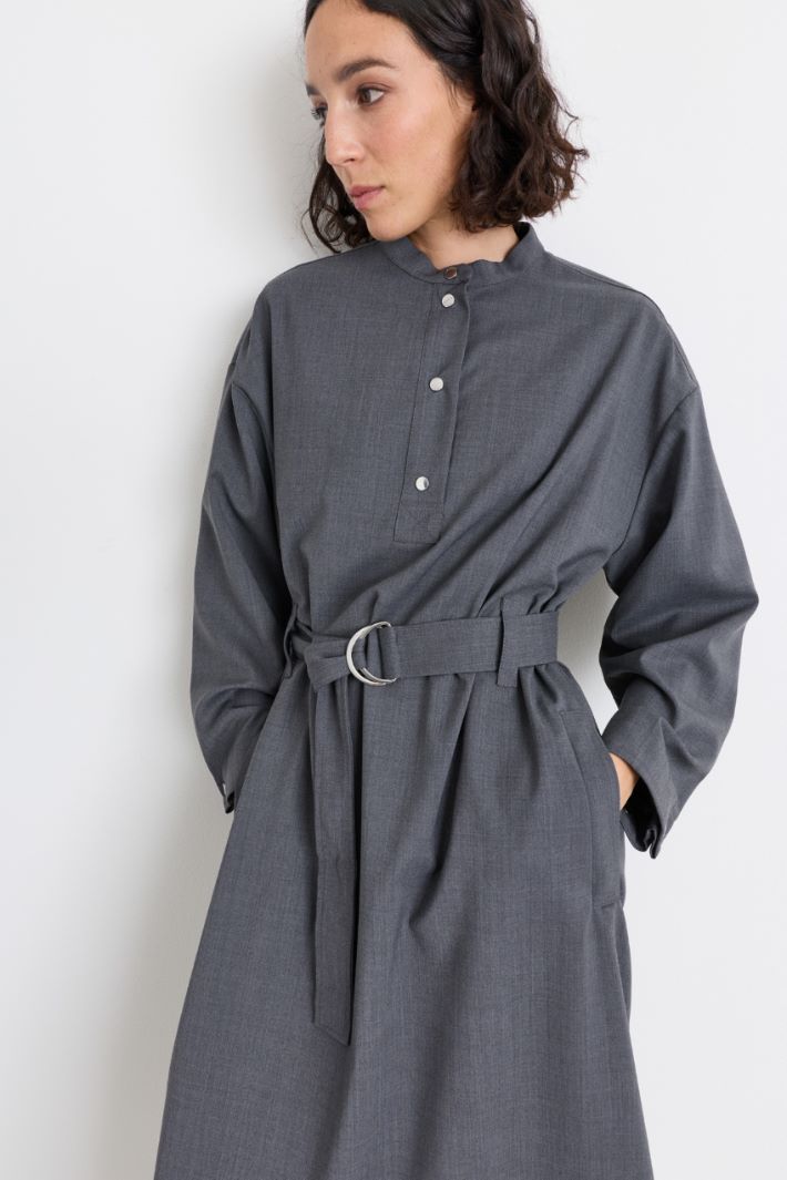 Balloon-sleeve shirt dress - GREY - Intrend - 3