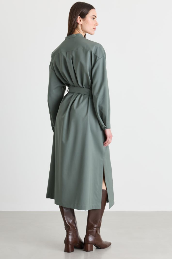 Balloon-sleeve shirt dress - GREEN - Intrend - 4