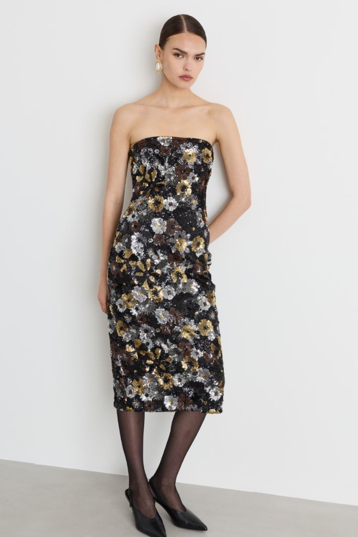 Sequin Tulle Dress - BLACK - Intrend - 2