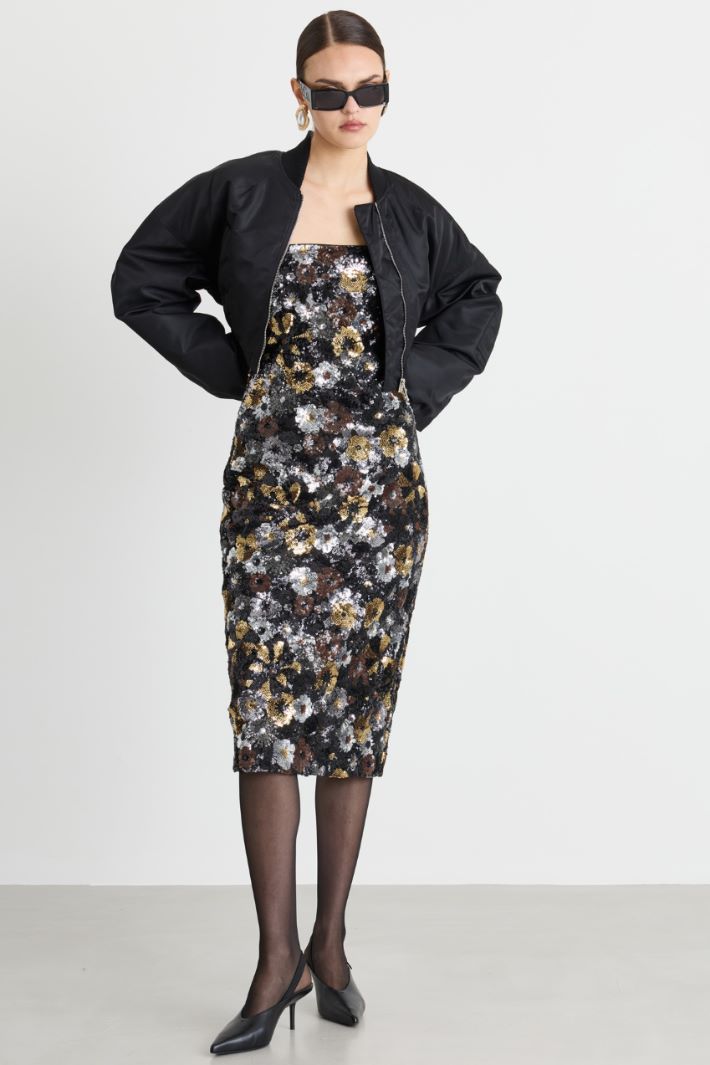 Sequin Tulle Dress - BLACK - Intrend