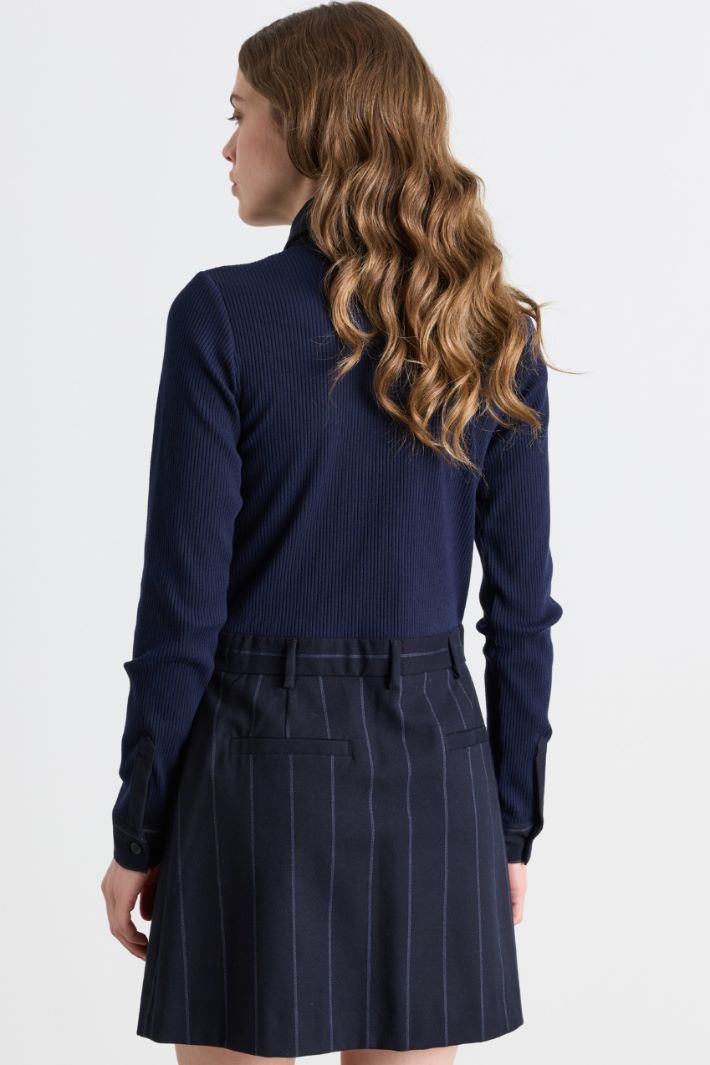 Knit and Flannel Dress - BLUE - Intrend - 4