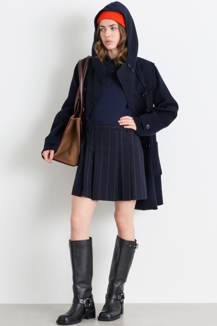 Knit and Flannel Dress - BLUE - Intrend