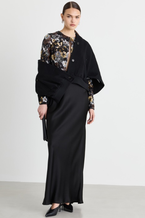 Satin and sequin maxi dress - Intrend