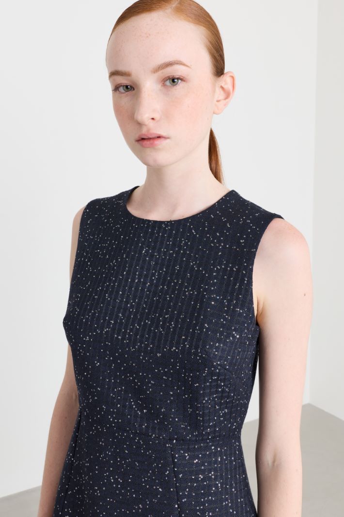Short sequinned basketweave dress - BLUE - Intrend - 3