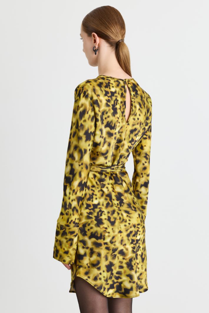 Spot-print short dress - YELLOW - Intrend - 4