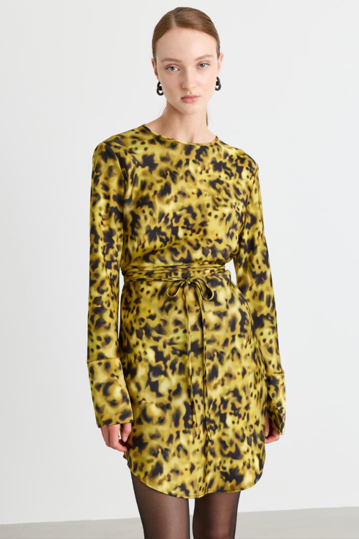 Spot-print short dress - YELLOW - Intrend - 2