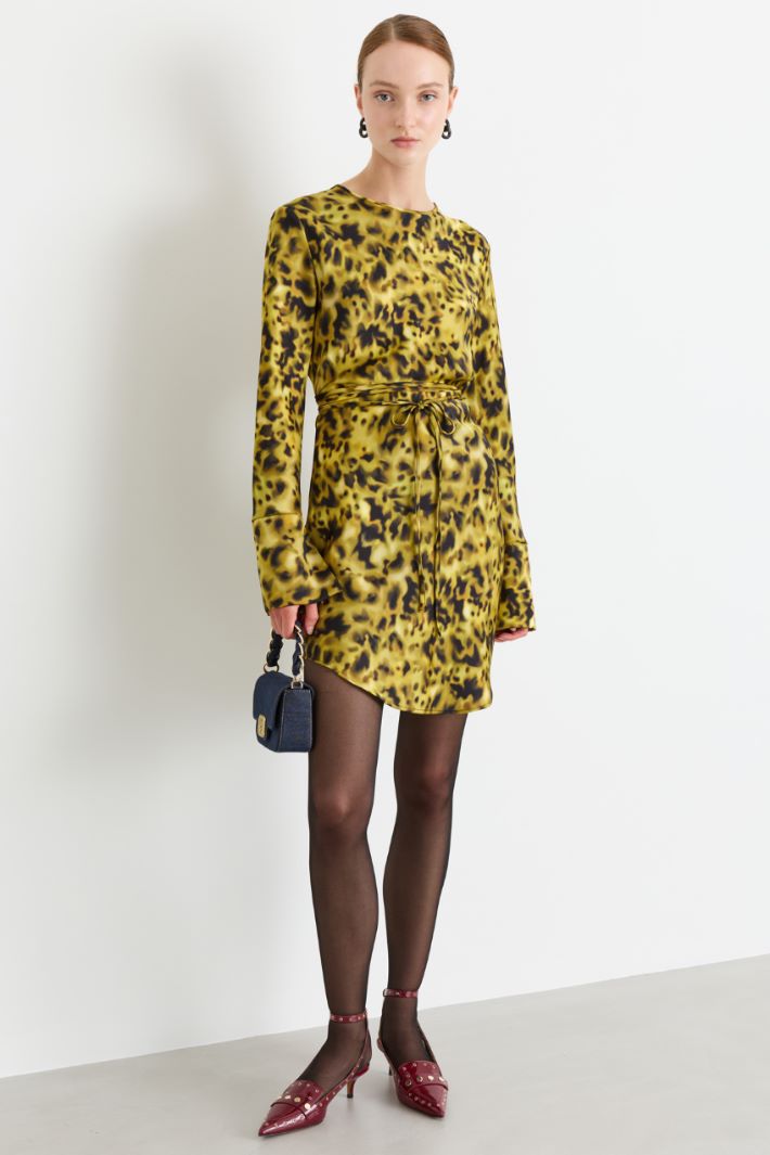 Spot-print short dress - YELLOW - Intrend