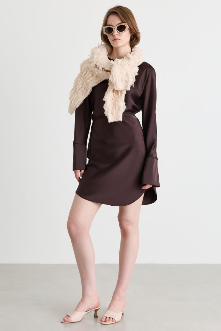 Spot-print short dress - BROWN - Intrend
